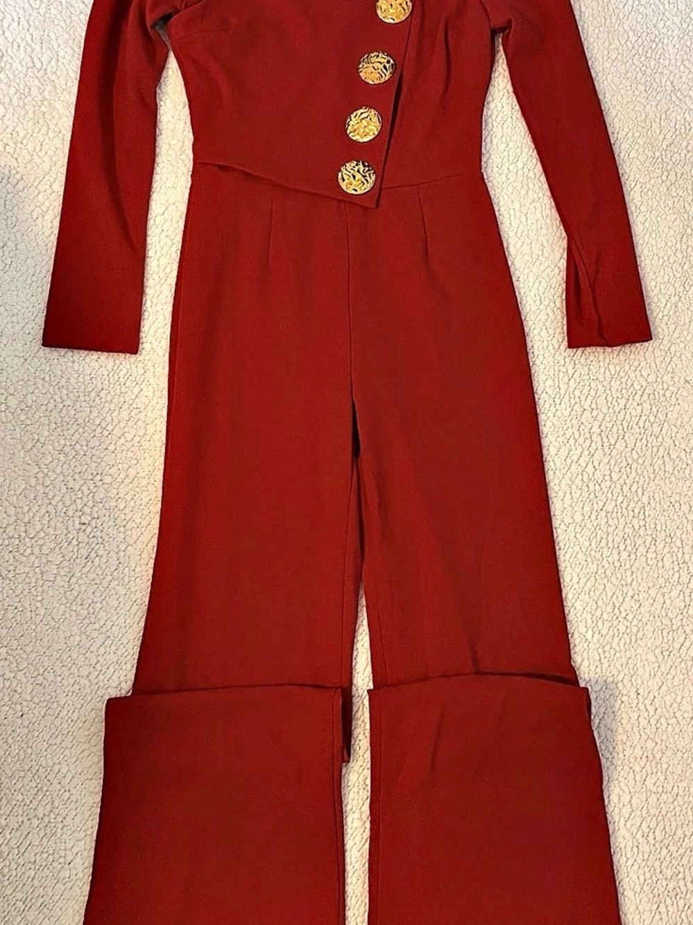 Red Long Sleeve Jumpsuit